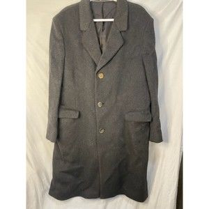 Vintage Teller Cashmere Overcoat Black Button Front L